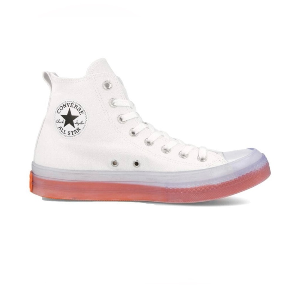 CTAS Converse All Star White Canvas High Tops Orange soles. W 10.5, M 8.5 - Picture 4 of 7